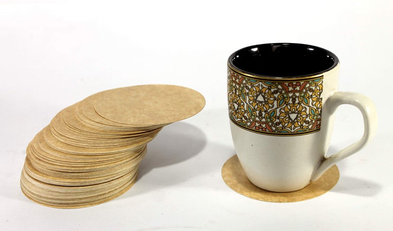 eSplanade Disposable Coaster - Made of Paper (Set of 100) - Use and Throw Reversible Coasters - Perfect for Bar, Hotel, Restaurant Purpose & Parties (Brown Round) - Image 2